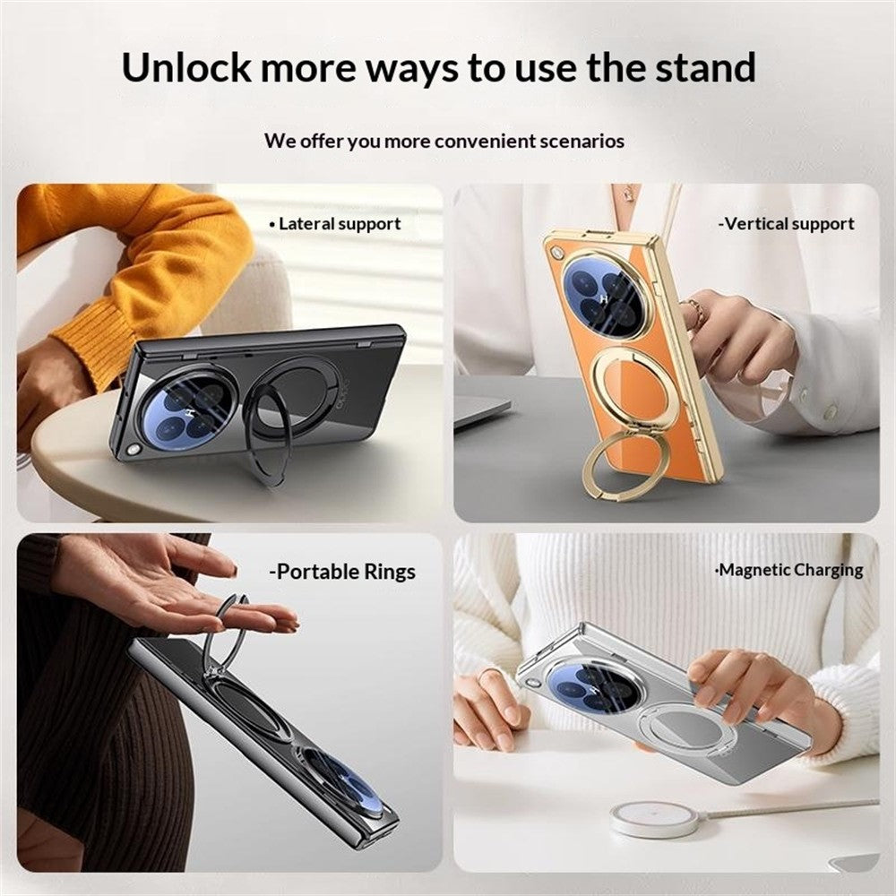 For Oppo Find N6 5G Magnetic Case Kickstand Electroplated PC Phone Cover Built-In Screen Protector