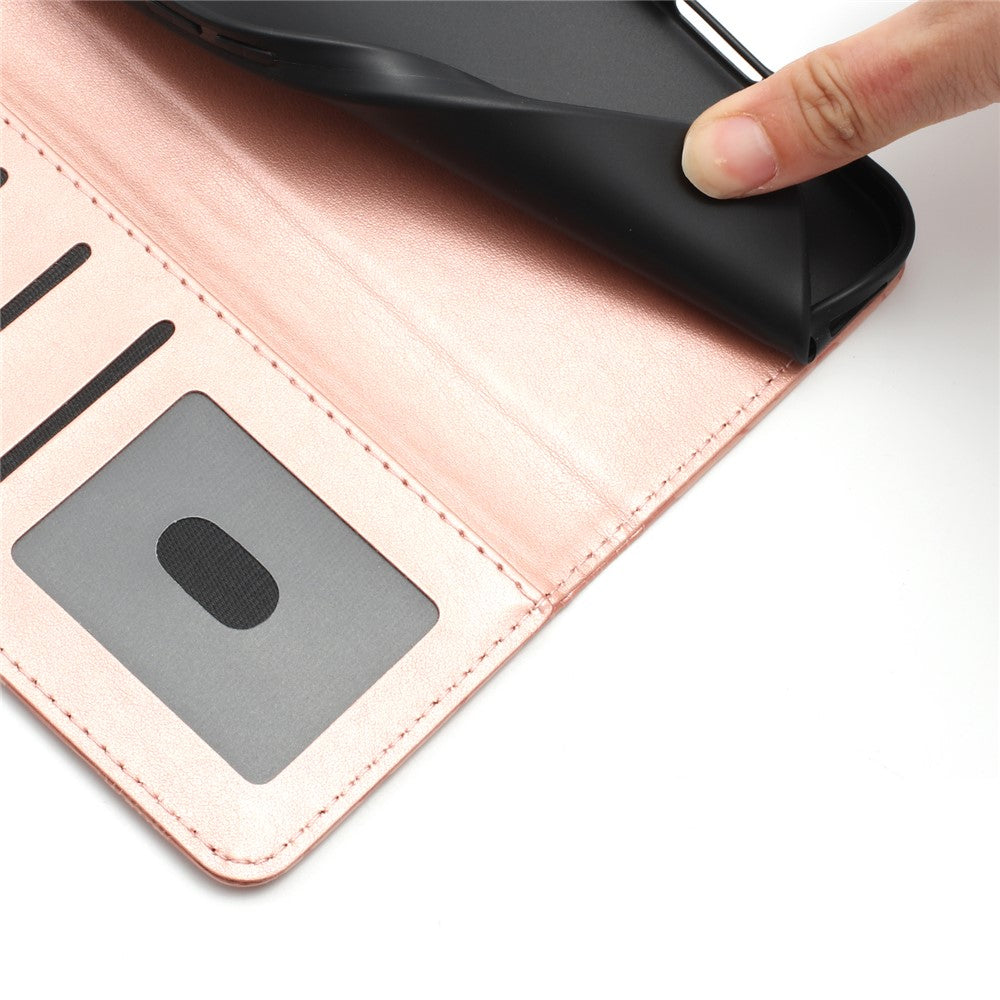 Pungcover til iPhone 17e / 16e med blomsterprint, PU-læder, standerfunktion og håndledsrem