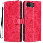 Pungcover til iPhone 17e / 16e med blomsterprint, PU-læder, standerfunktion og håndledsrem