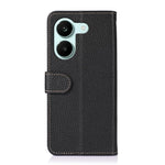 KHAZNEH tegnebogsetui i ægte koskind med litchi-overflade, flip-mobilcover til Xiaomi Redmi Turbo 5 5G / Poco X8 Pro 5G