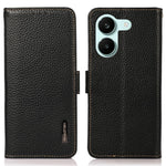 KHAZNEH for Xiaomi Poco X8 Pro 5G / Redmi Turbo 5 5G Phone Case Litchi Texture Genuine Cow Leather Cover RFID Blocking