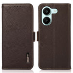 KHAZNEH for Xiaomi Poco X8 Pro 5G / Redmi Turbo 5 5G Phone Case Litchi Texture Genuine Cow Leather Cover RFID Blocking