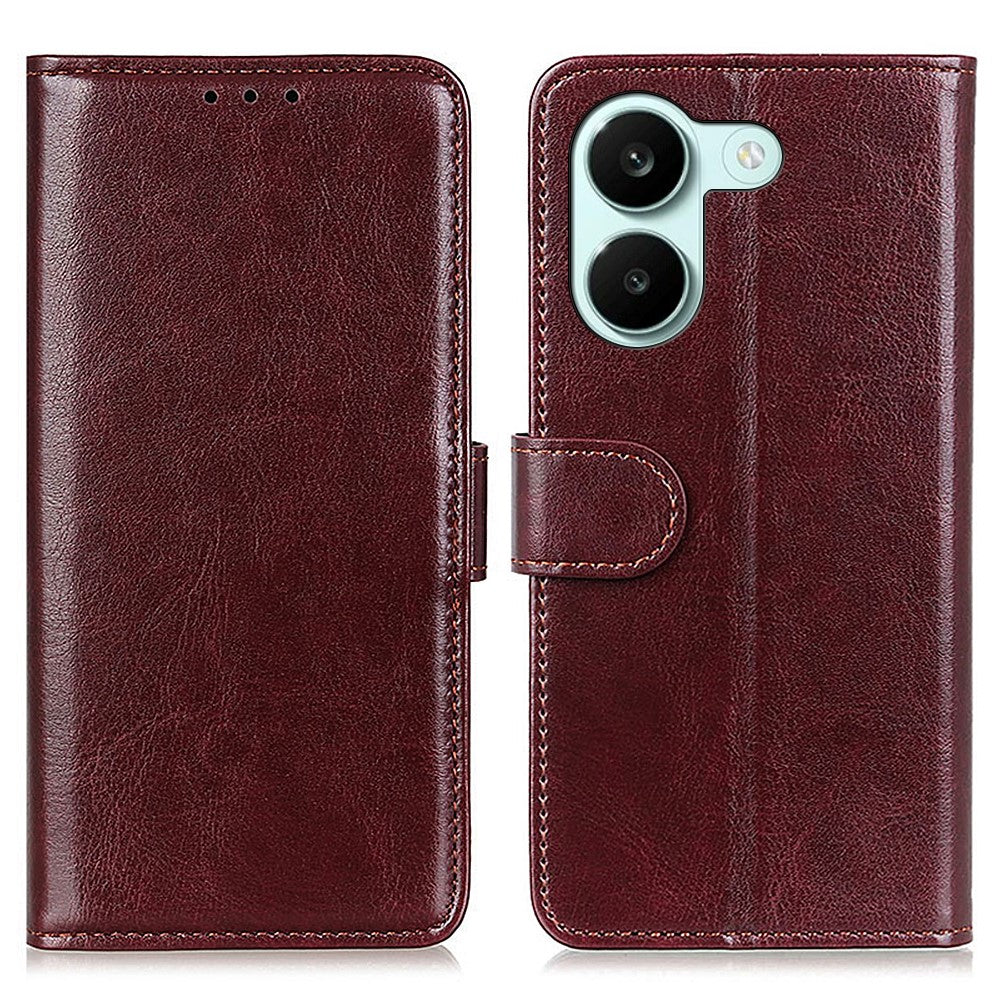For Xiaomi Poco X8 Pro 5G / Redmi Turbo 5 5G Case Crazy Horse Texture PU Leather Phone Stand Cover