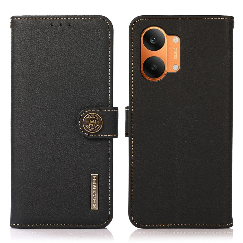 KHAZNEH for Xiaomi Poco X8 Pro Max 5G / Redmi Turbo 5 Max 5G Case Genuine Cow Leather RFID Blocking Wallet Phone Cover