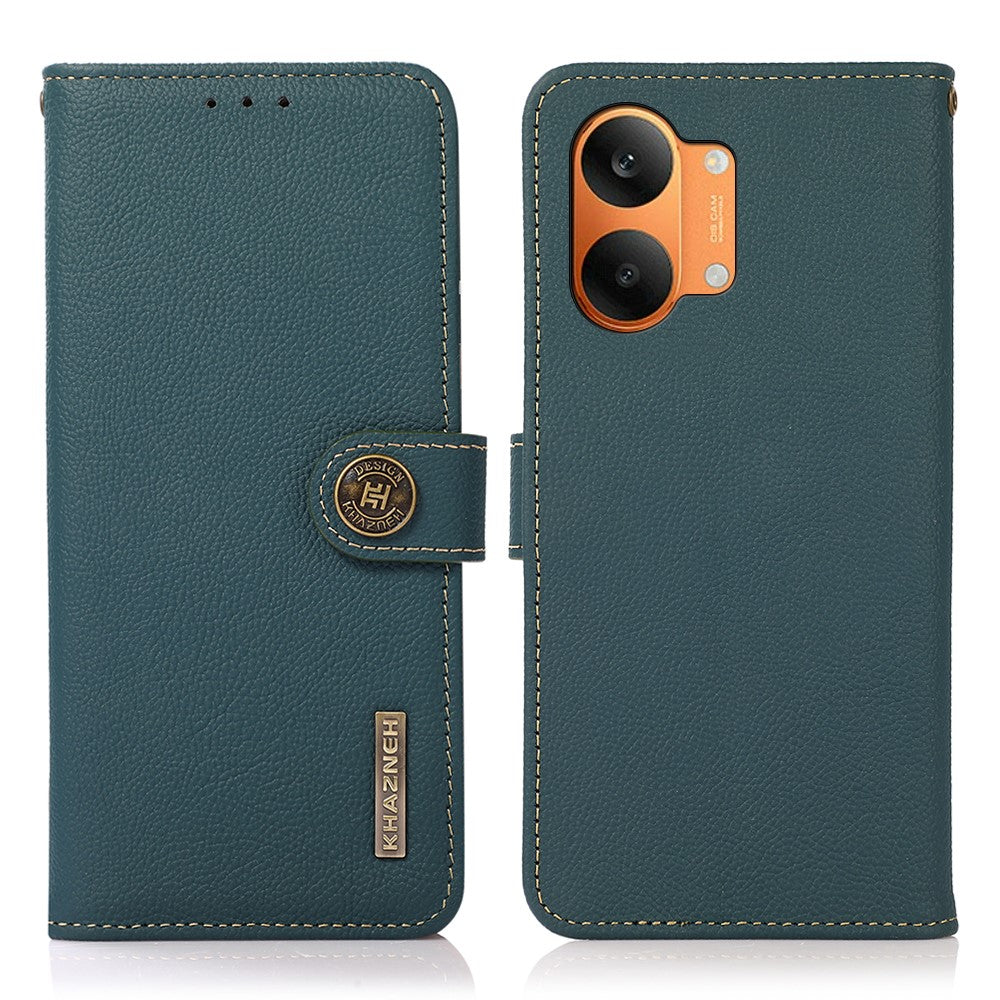 KHAZNEH for Xiaomi Poco X8 Pro Max 5G / Redmi Turbo 5 Max 5G Case Genuine Cow Leather RFID Blocking Wallet Phone Cover