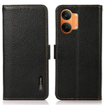 KHAZNEH for Xiaomi Poco X8 Pro Max 5G / Redmi Turbo 5 Max 5G Phone Case Litchi Texture Genuine Cow Leather Cover RFID Blocking