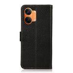 KHAZNEH for Xiaomi Poco X8 Pro Max 5G / Redmi Turbo 5 Max 5G Phone Case Litchi Texture Genuine Cow Leather Cover RFID Blocking