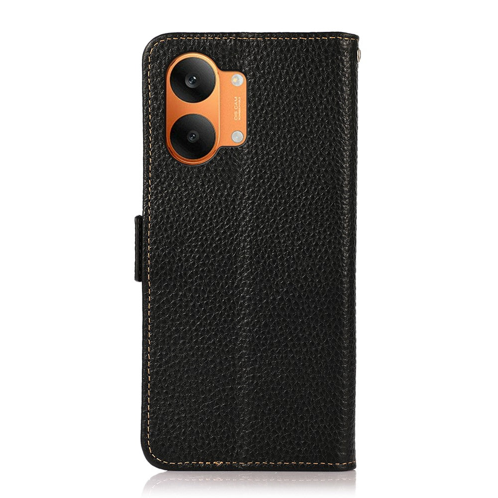 KHAZNEH for Xiaomi Poco X8 Pro Max 5G / Redmi Turbo 5 Max 5G Phone Case Litchi Texture Genuine Cow Leather Cover RFID Blocking