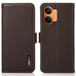 KHAZNEH for Xiaomi Poco X8 Pro Max 5G / Redmi Turbo 5 Max 5G Phone Case Litchi Texture Genuine Cow Leather Cover RFID Blocking