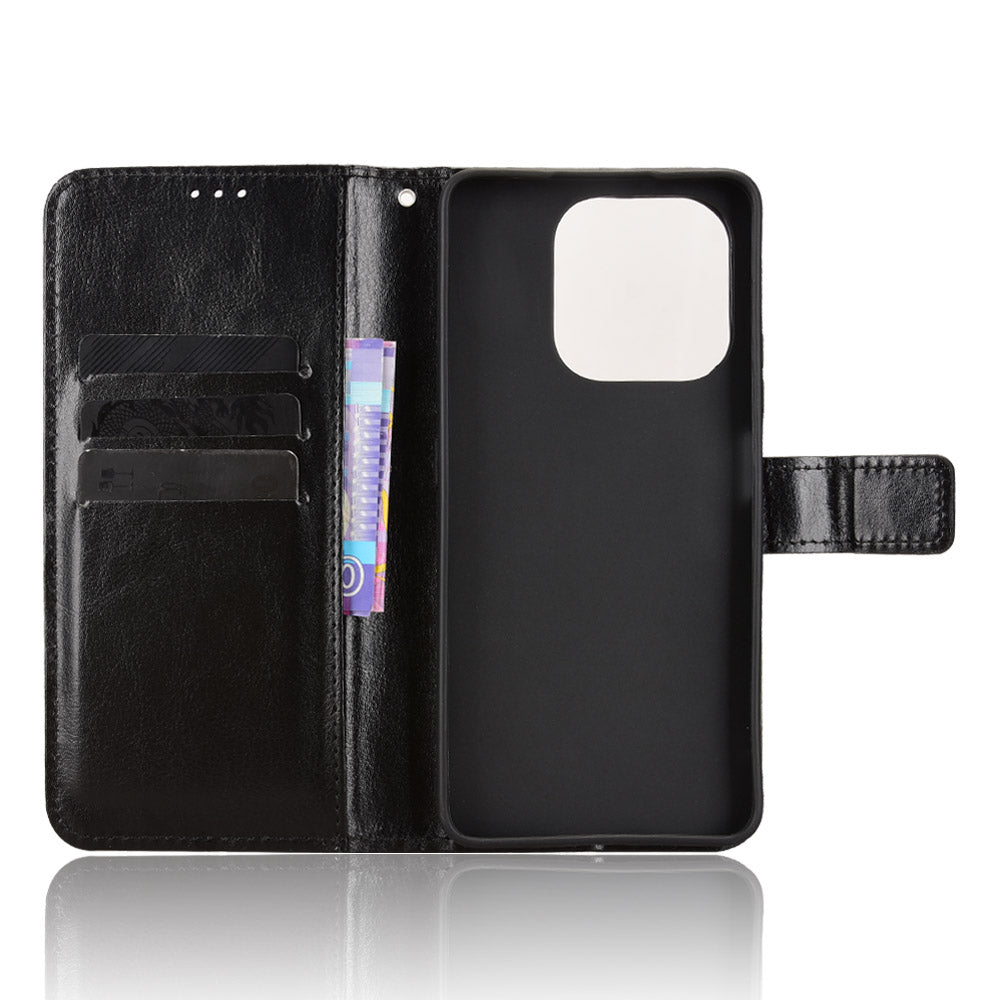For Honor X8d 4G PU Leather Case with Strap Crazy Horse Texture Phone Wallet Cover