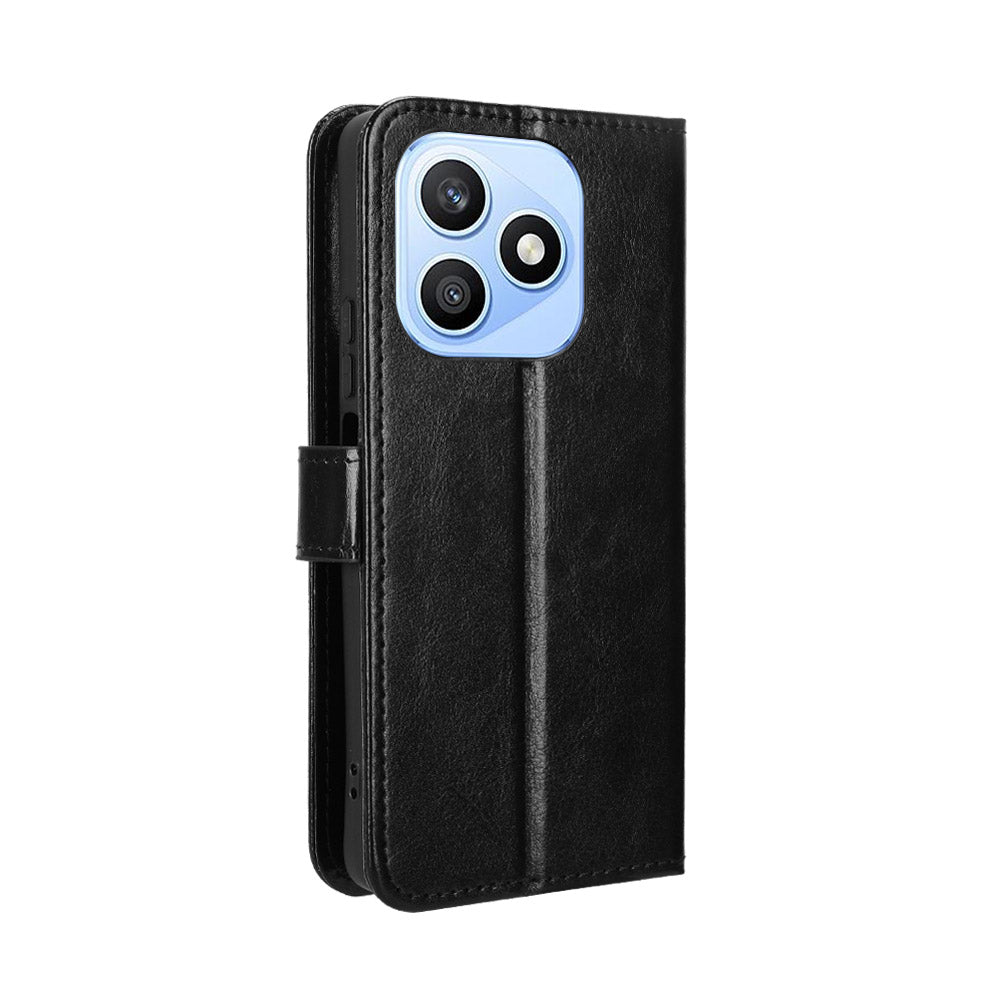 For Honor X8d 4G PU Leather Case with Strap Crazy Horse Texture Phone Wallet Cover