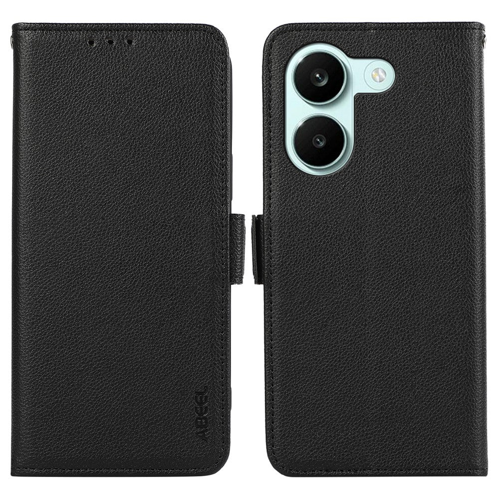 ABEEL Leather Case for Xiaomi Redmi Turbo 5 5G  /  Poco X8 Pro 5G Litchi Texture RFID Blocking Phone Cover