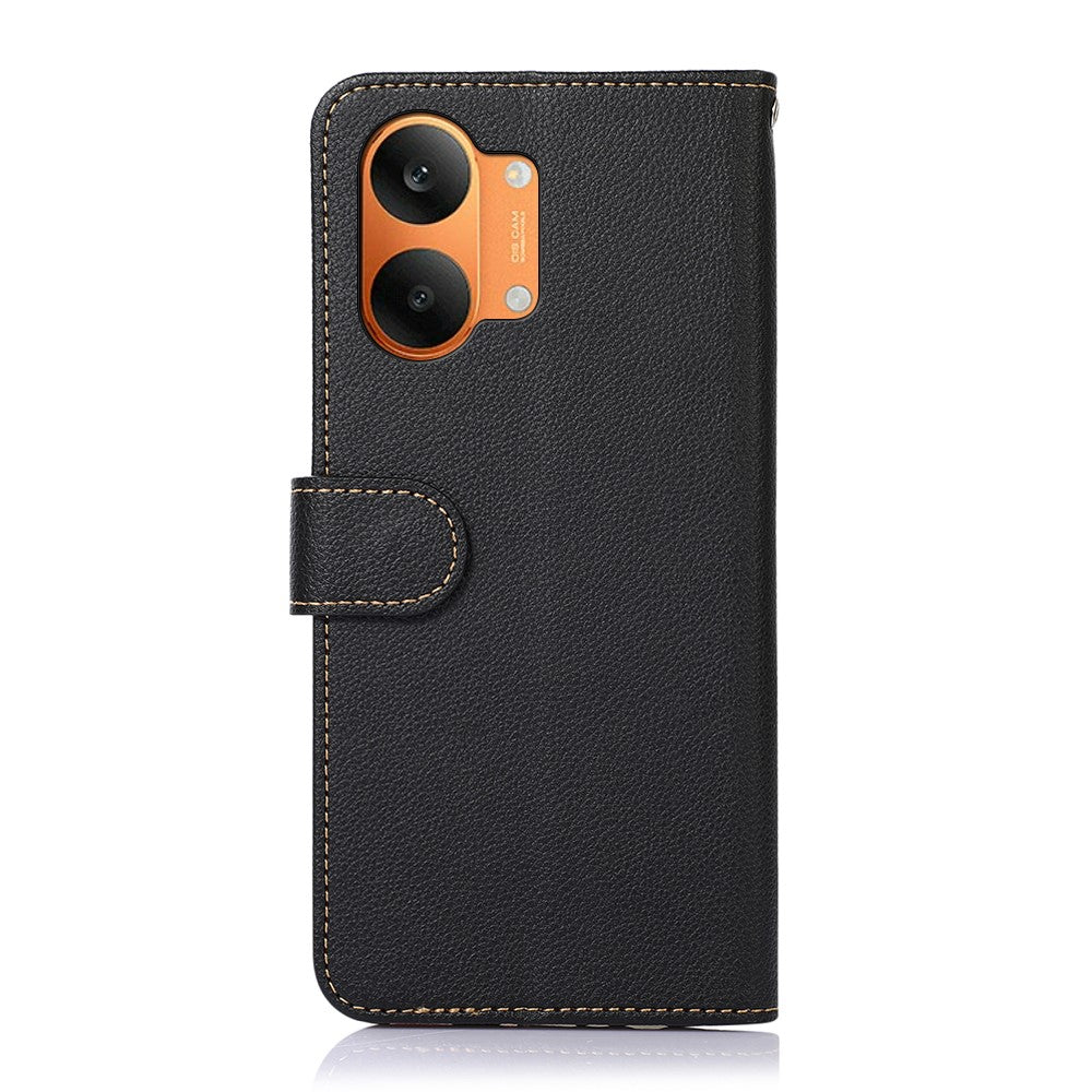 KHAZNEH Leather Case for Xiaomi Poco X8 Pro Max 5G  /  Redmi Turbo 5 Max 5G RFID Blocking Wallet Litchi Texture PU Phone Cover with Strap