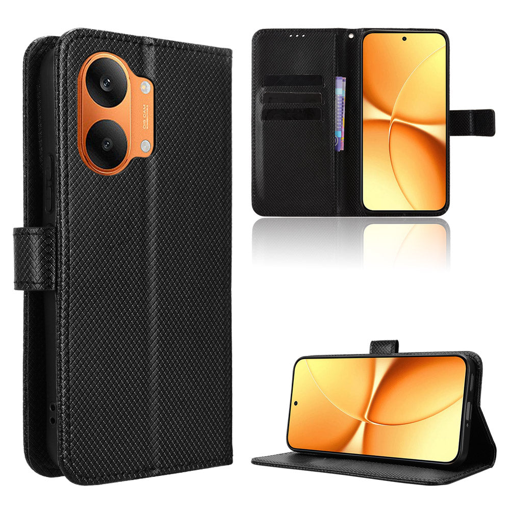 For Xiaomi Redmi Turbo 5 Max 5G / Xiaomi Poco X8 Pro Max 5G Leather Wallet Case with Strap Diamond Texture Phone Cover
