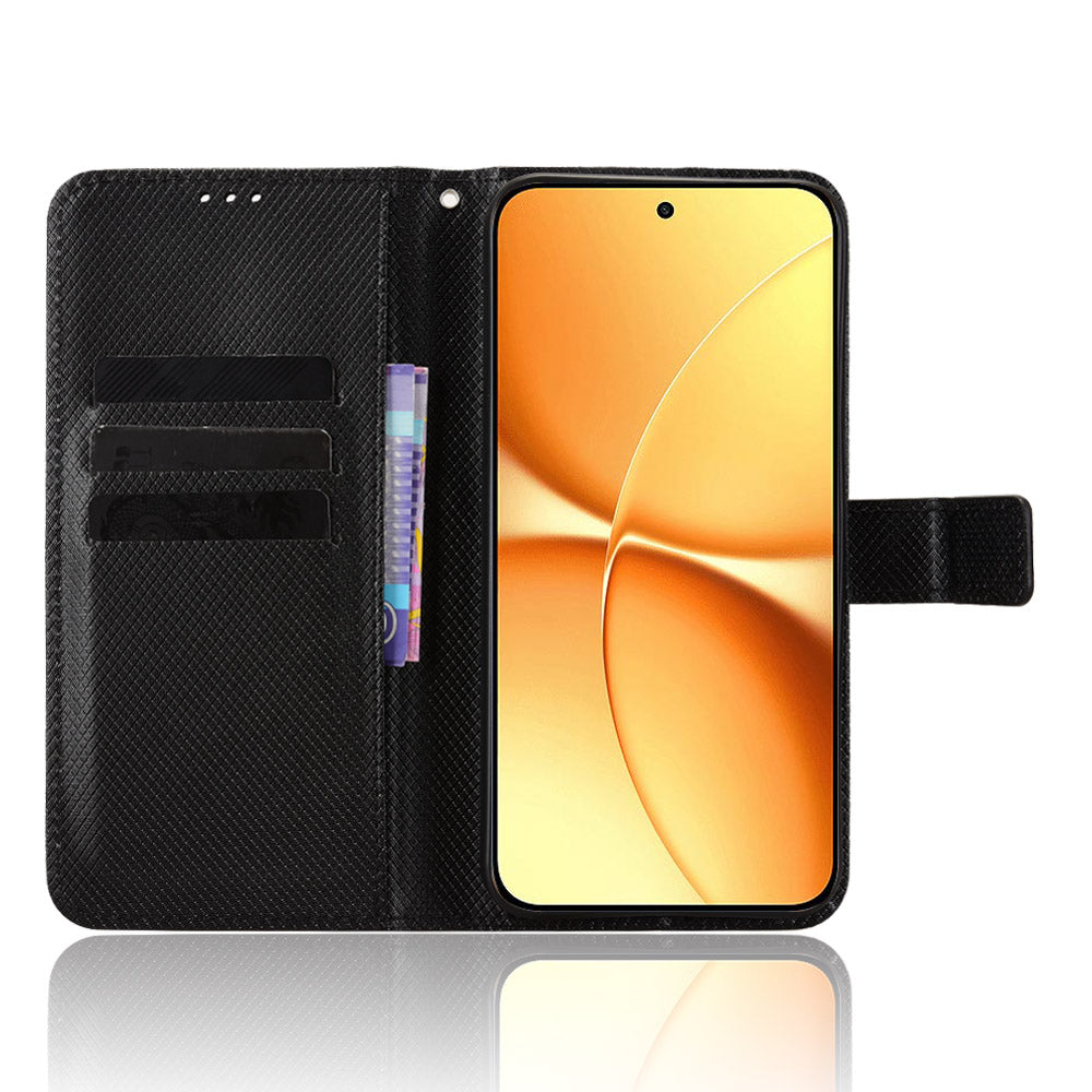 For Xiaomi Redmi Turbo 5 Max 5G / Xiaomi Poco X8 Pro Max 5G Leather Wallet Case with Strap Diamond Texture Phone Cover