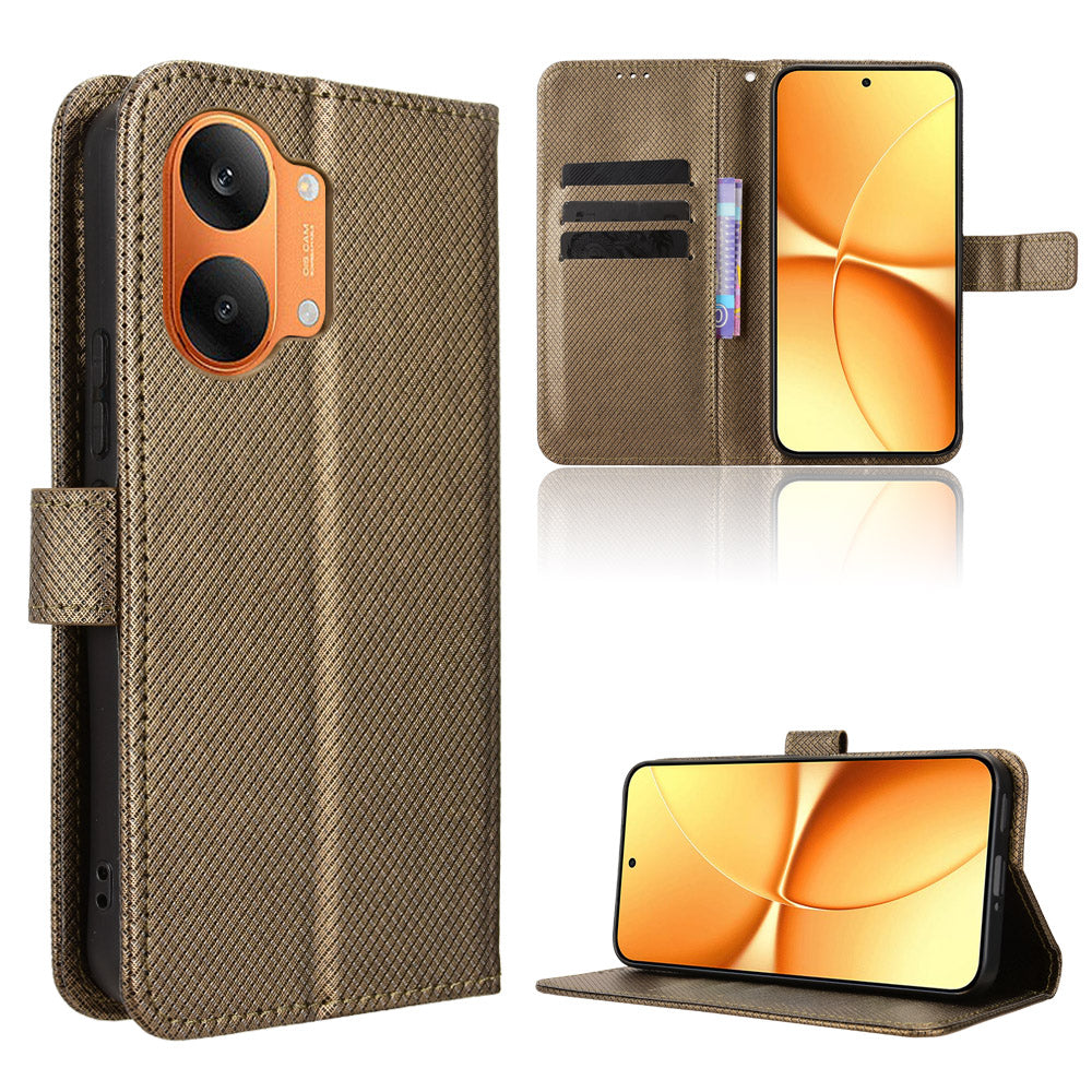 For Xiaomi Redmi Turbo 5 Max 5G / Xiaomi Poco X8 Pro Max 5G Leather Wallet Case with Strap Diamond Texture Phone Cover