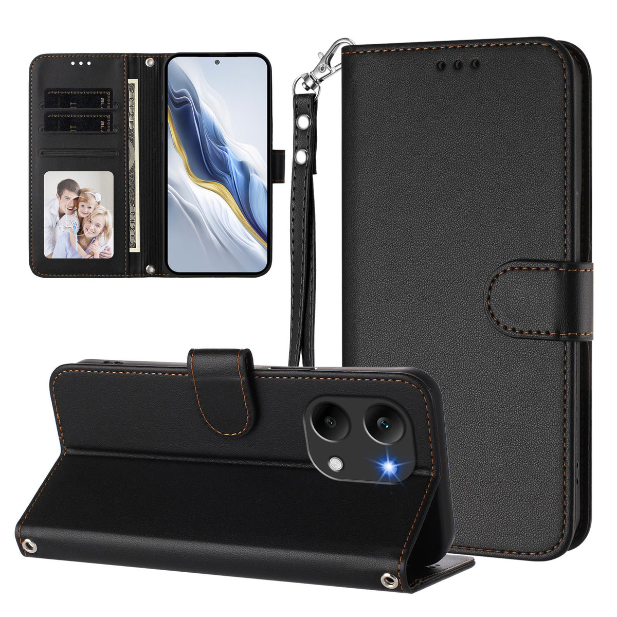 For Xiaomi Poco X8 Pro Max 5G / Xiaomi Redmi Turbo 5 Max 5G Leather Case Wallet Stand Phone Cover with Wrist Strap
