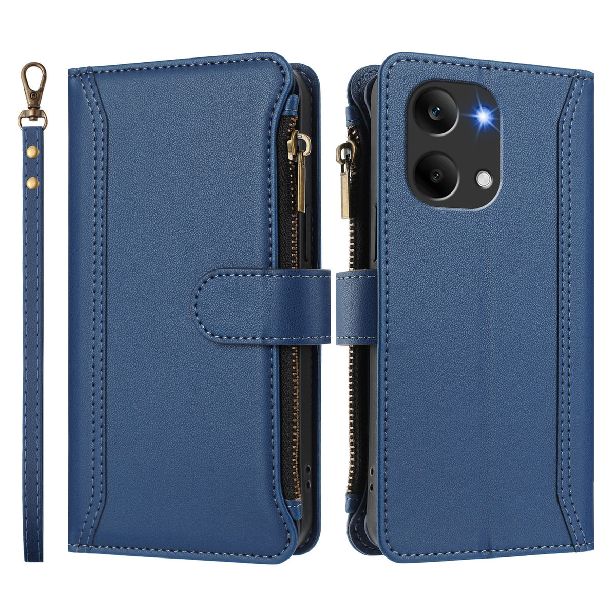 For Xiaomi Poco X8 Pro Max 5G / Xiaomi Redmi Turbo 5 Max 5G Leather Case 9 Card Slots Zipper Wallet Stand Phone Cover with Wrist Strap