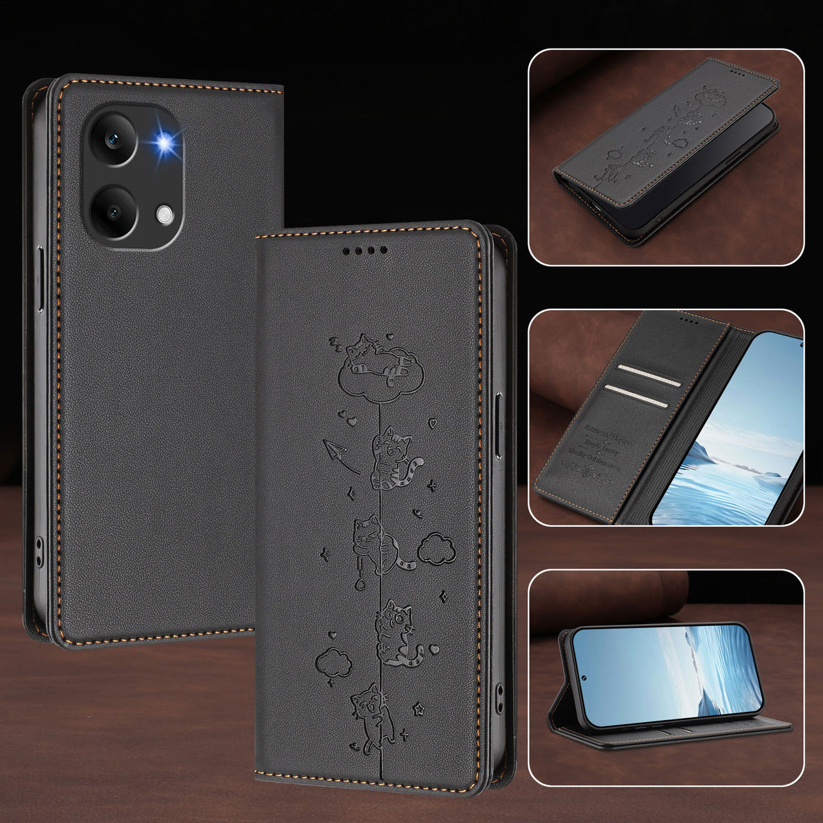 For Xiaomi Poco X8 Pro Max 5G / Xiaomi Redmi Turbo 5 Max 5G Case RFID Blocking Wallet Stand Imprinted Cat Pattern Leather Phone Cover