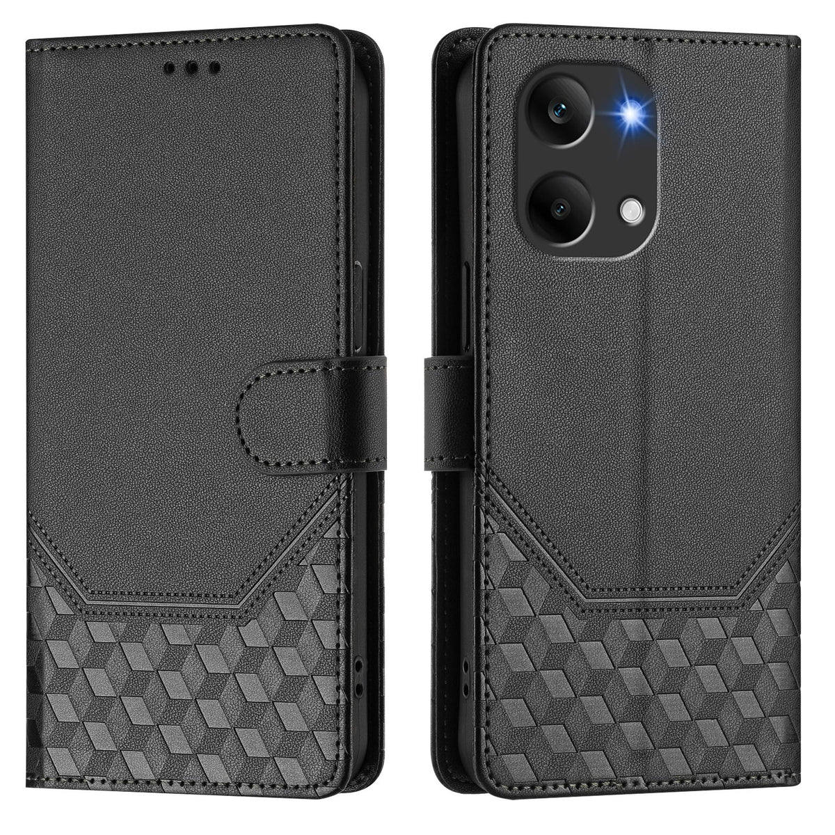 For Xiaomi Poco X8 Pro Max 5G / Xiaomi Redmi Turbo 5 Max 5G Case Imprinted Honeycomb RFID Blocking Leather Phone Cover with Strap