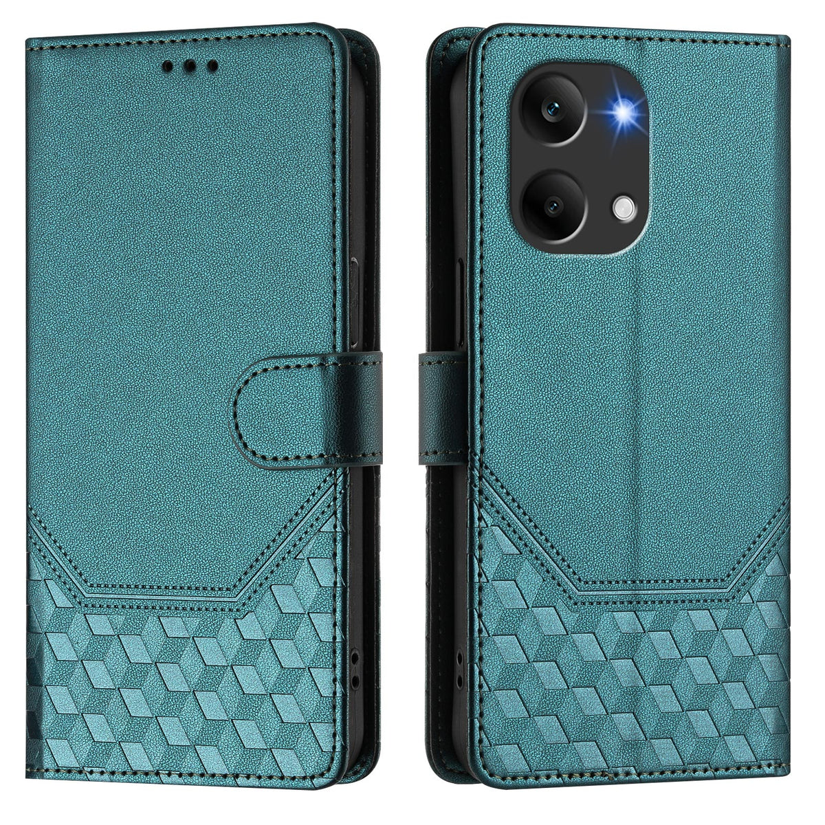 For Xiaomi Poco X8 Pro Max 5G / Xiaomi Redmi Turbo 5 Max 5G Case Imprinted Honeycomb RFID Blocking Leather Phone Cover with Strap