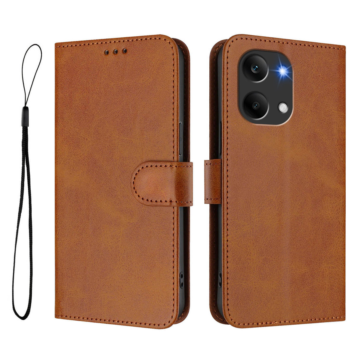 For Xiaomi Poco X8 Pro Max 5G / Xiaomi Redmi Turbo 5 Max 5G Wallet Case RFID Blocking Calf Texture Leather Stand Phone Cover with Strap