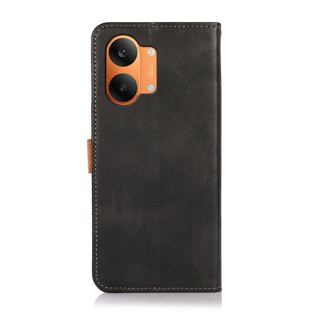 KHAZNEH tegnebogsetui til Xiaomi Poco X8 Pro Max 5G / Redmi Turbo 5 Max 5G, magnetisk guldlås, koskindstekstur, læderflip med stativ, telefoncover
