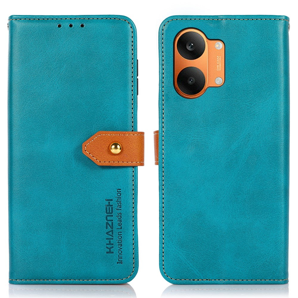 KHAZNEH tegnebogsetui til Xiaomi Poco X8 Pro Max 5G / Redmi Turbo 5 Max 5G, magnetisk guldlås, koskindstekstur, læderflip med stativ, telefoncover