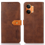 KHAZNEH tegnebogsetui til Xiaomi Poco X8 Pro Max 5G / Redmi Turbo 5 Max 5G, magnetisk guldlås, koskindstekstur, læderflip med stativ, telefoncover
