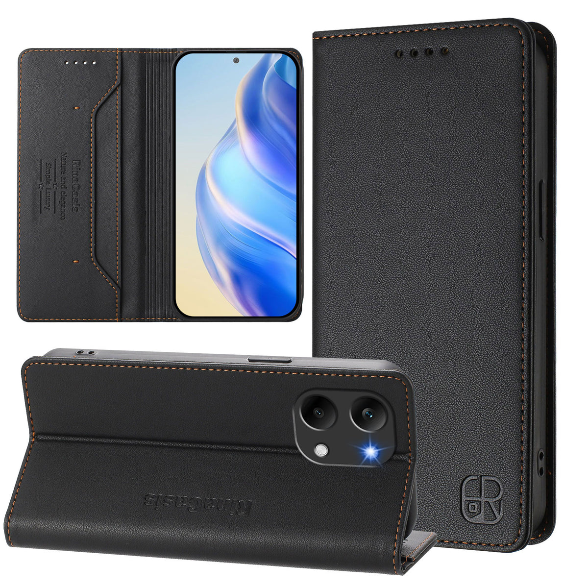 For Xiaomi Poco X8 Pro Max 5G / Xiaomi Redmi Turbo 5 Max 5G RINACASIS RC01 Leather Case Phone Cover with RFID Blocking Wallet Stand