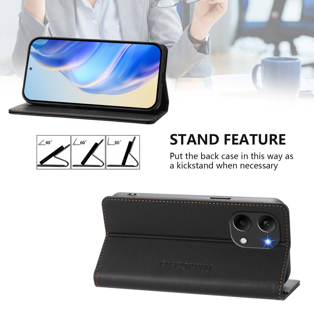 For Xiaomi Poco X8 Pro Max 5G / Xiaomi Redmi Turbo 5 Max 5G RINACASIS RC01 Leather Case Phone Cover with RFID Blocking Wallet Stand