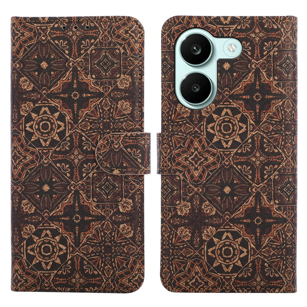 Leather Wallet Case for Xiaomi Poco X8 Pro 5G  /  Redmi Turbo 5 5G Bohemian-style TPU PU Phone Cover with Stand