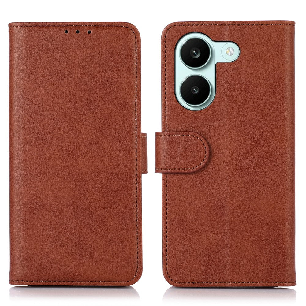 For Xiaomi Poco X8 Pro 5G / Redmi Turbo 5 5G Case Cowhide Texture Leather Wallet Phone Cover with Stand