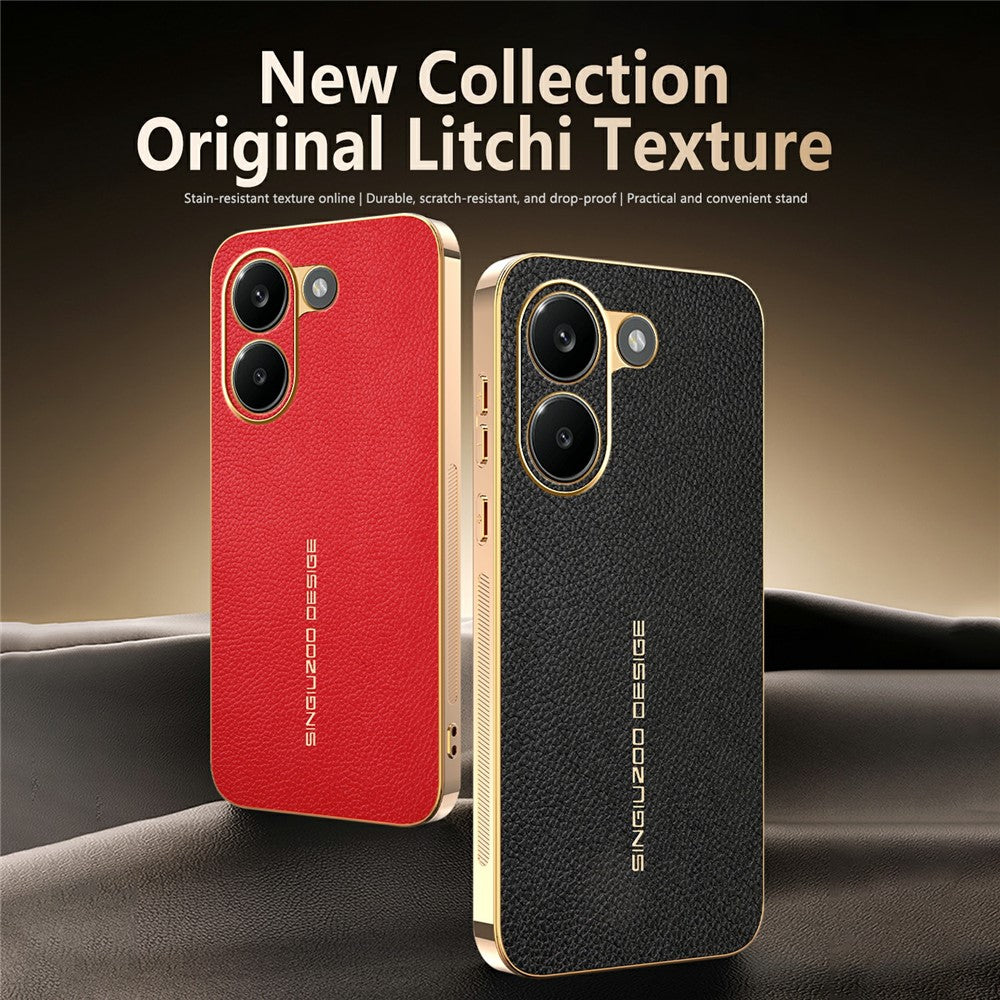 For Xiaomi Redmi Turbo 5 5G Case Anti Scratch Litchi Texture TPU Leather PU Phone Back Cover