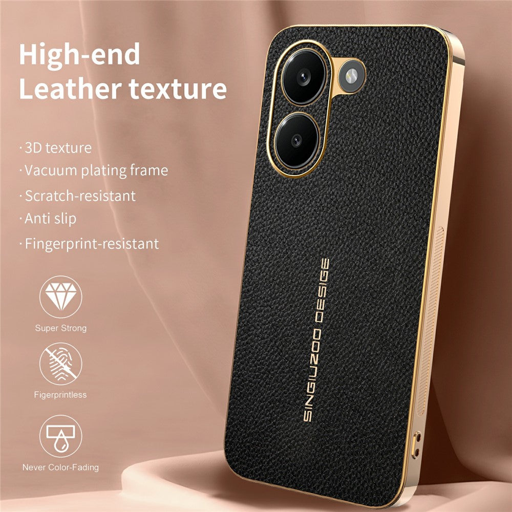 For Xiaomi Redmi Turbo 5 5G Case Anti Scratch Litchi Texture TPU Leather PU Phone Back Cover