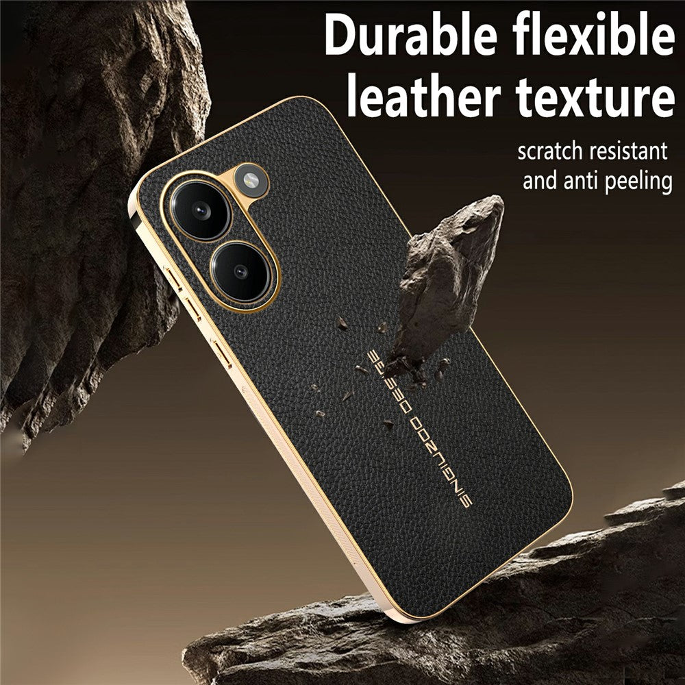 For Xiaomi Redmi Turbo 5 5G Case Anti Scratch Litchi Texture TPU Leather PU Phone Back Cover