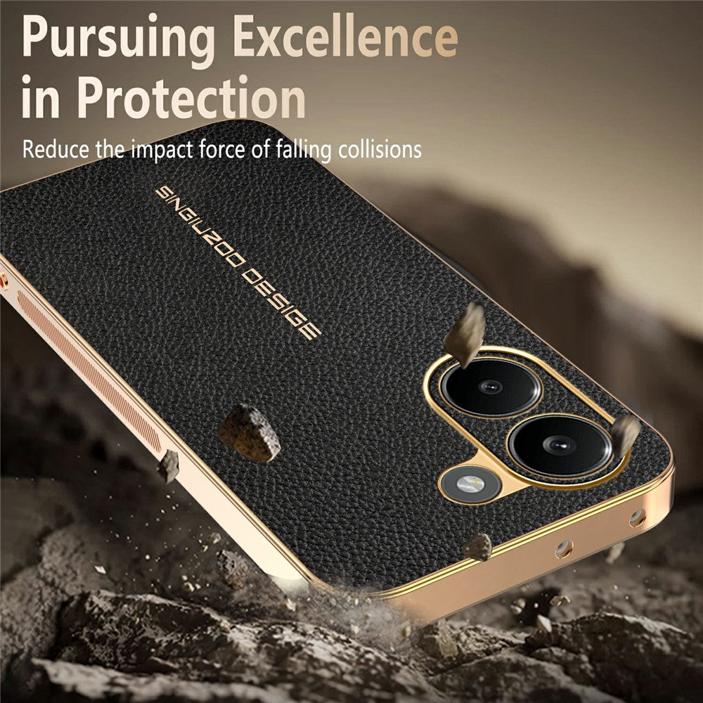 For Xiaomi Redmi Turbo 5 5G Case Anti Scratch Litchi Texture TPU Leather PU Phone Back Cover