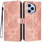 For Honor 400 Pro 5G (Global) Wallet Cover med præget blomster PU-læder Stand Flip Telefoncover med Håndrem