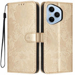For Honor 400 Pro 5G (Global) Wallet Cover med præget blomster PU-læder Stand Flip Telefoncover med Håndrem