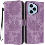 For Honor 400 Pro 5G (Global) Wallet Cover med præget blomster PU-læder Stand Flip Telefoncover med Håndrem