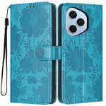 For Honor 400 Pro 5G (Global) Wallet Cover med præget blomster PU-læder Stand Flip Telefoncover med Håndrem
