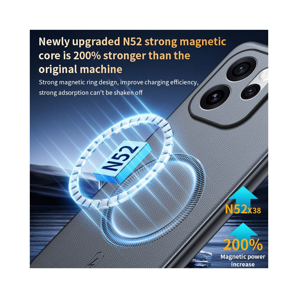 For Oppo Reno15 F 5G Magnetic Case Leather Coated TPU + PC Phone Cover