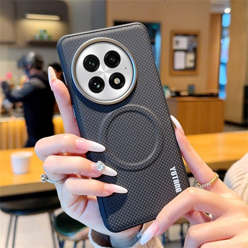 YUTANG for OnePlus 13 Magnetic Case Dot Pattern PC+TPU Shockproof Phone Cover
