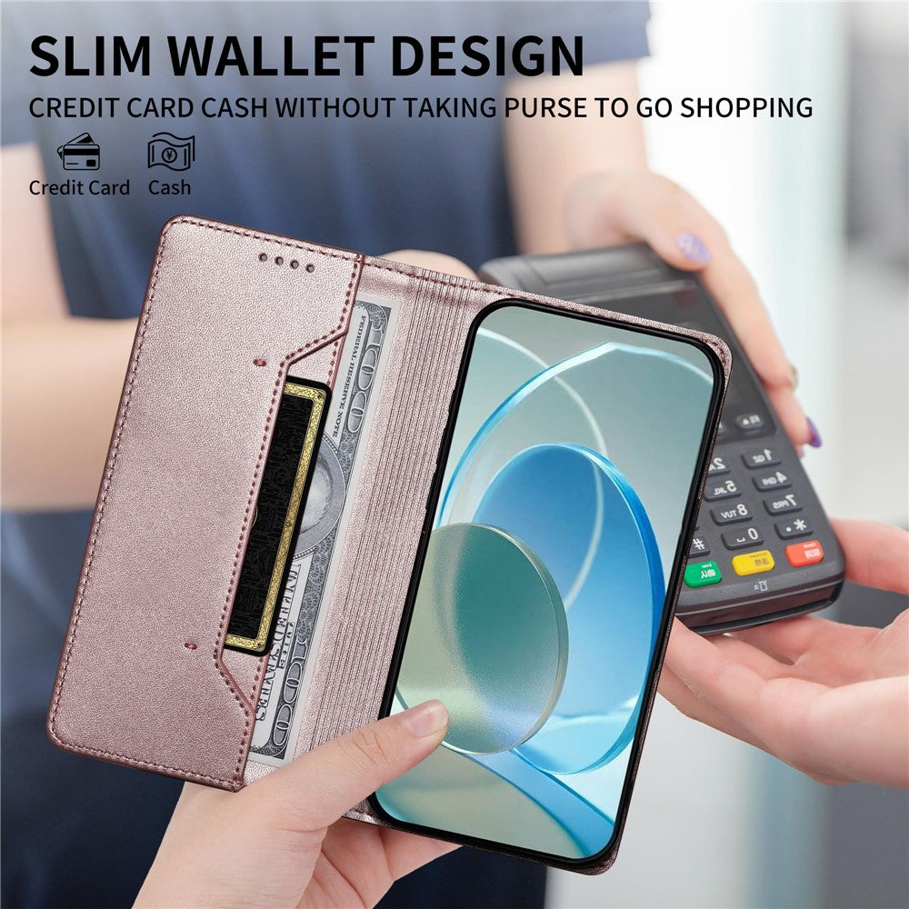 For Xiaomi Poco X8 Pro 5G  /  Redmi Turbo 5 5G Wallet Stand Case Line Splicing TPU PU Leather Phone Cover