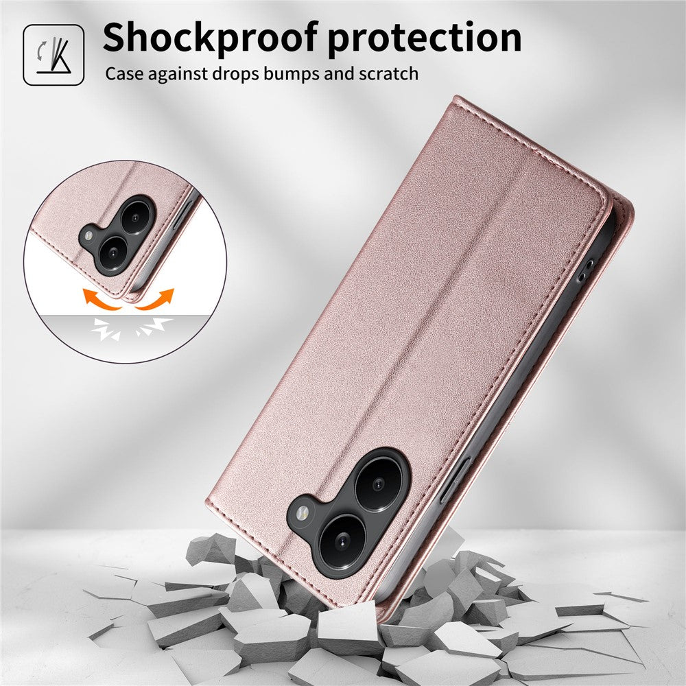 For Xiaomi Poco X8 Pro 5G  /  Redmi Turbo 5 5G Wallet Stand Case Line Splicing TPU PU Leather Phone Cover