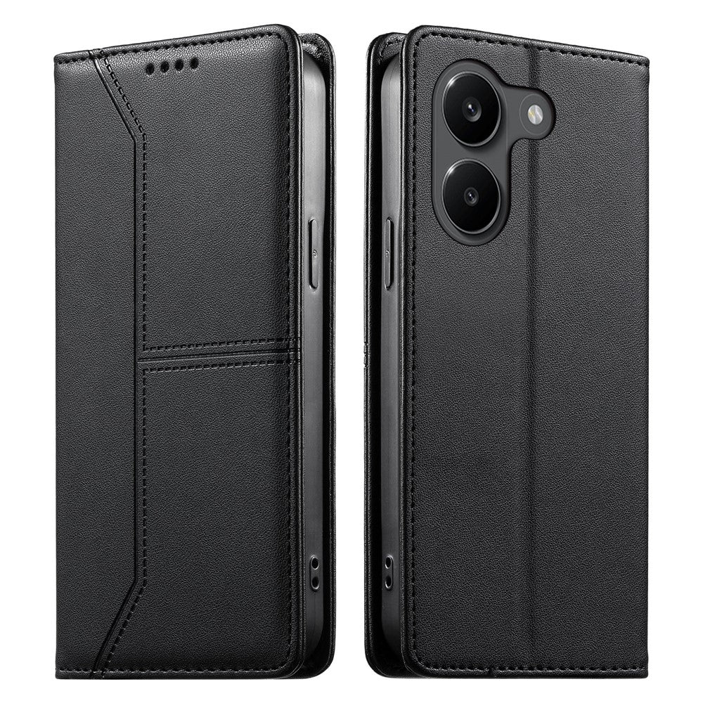 For Xiaomi Poco X8 Pro 5G  /  Redmi Turbo 5 5G Wallet Stand Case Line Splicing TPU PU Leather Phone Cover