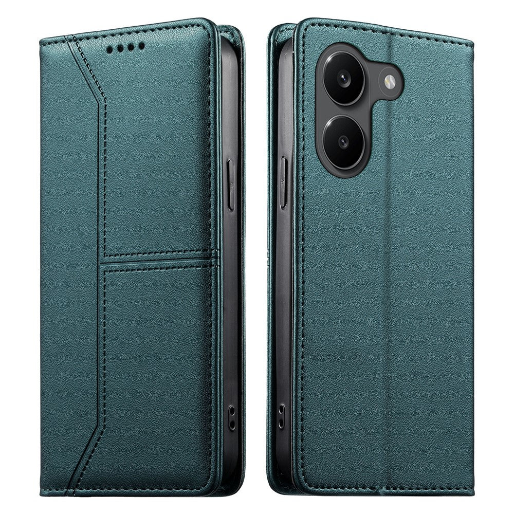 For Xiaomi Poco X8 Pro 5G  /  Redmi Turbo 5 5G Wallet Stand Case Line Splicing TPU PU Leather Phone Cover