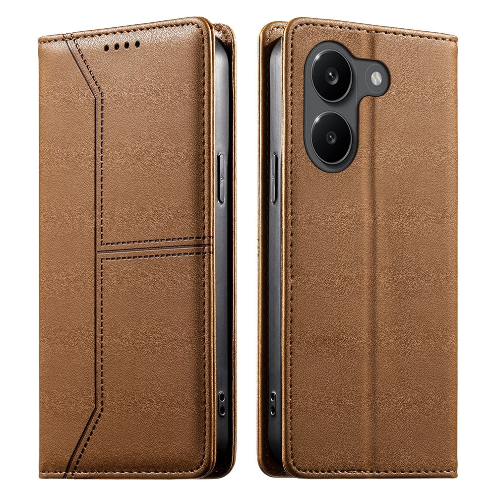 For Xiaomi Poco X8 Pro 5G  /  Redmi Turbo 5 5G Wallet Stand Case Line Splicing TPU PU Leather Phone Cover