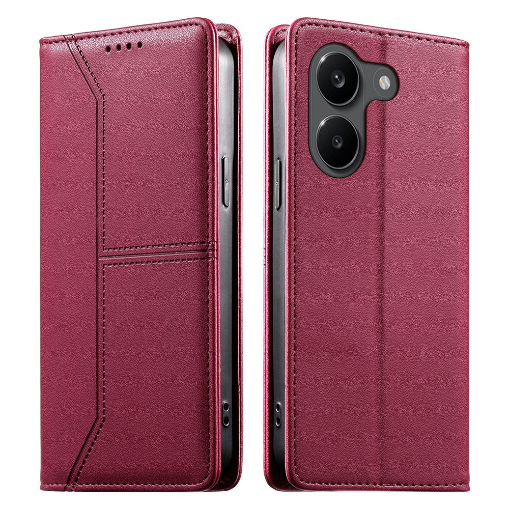 For Xiaomi Poco X8 Pro 5G  /  Redmi Turbo 5 5G Wallet Stand Case Line Splicing TPU PU Leather Phone Cover