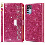 For Xiaomi 12T 5G / 12T Pro 5G / Redmi K50 Ultra 5G Zipper Wallet Stand Anti-drop PU Leather Phone Case Flip Laser Carving Glittery Starry Style Phone Cover with Strap